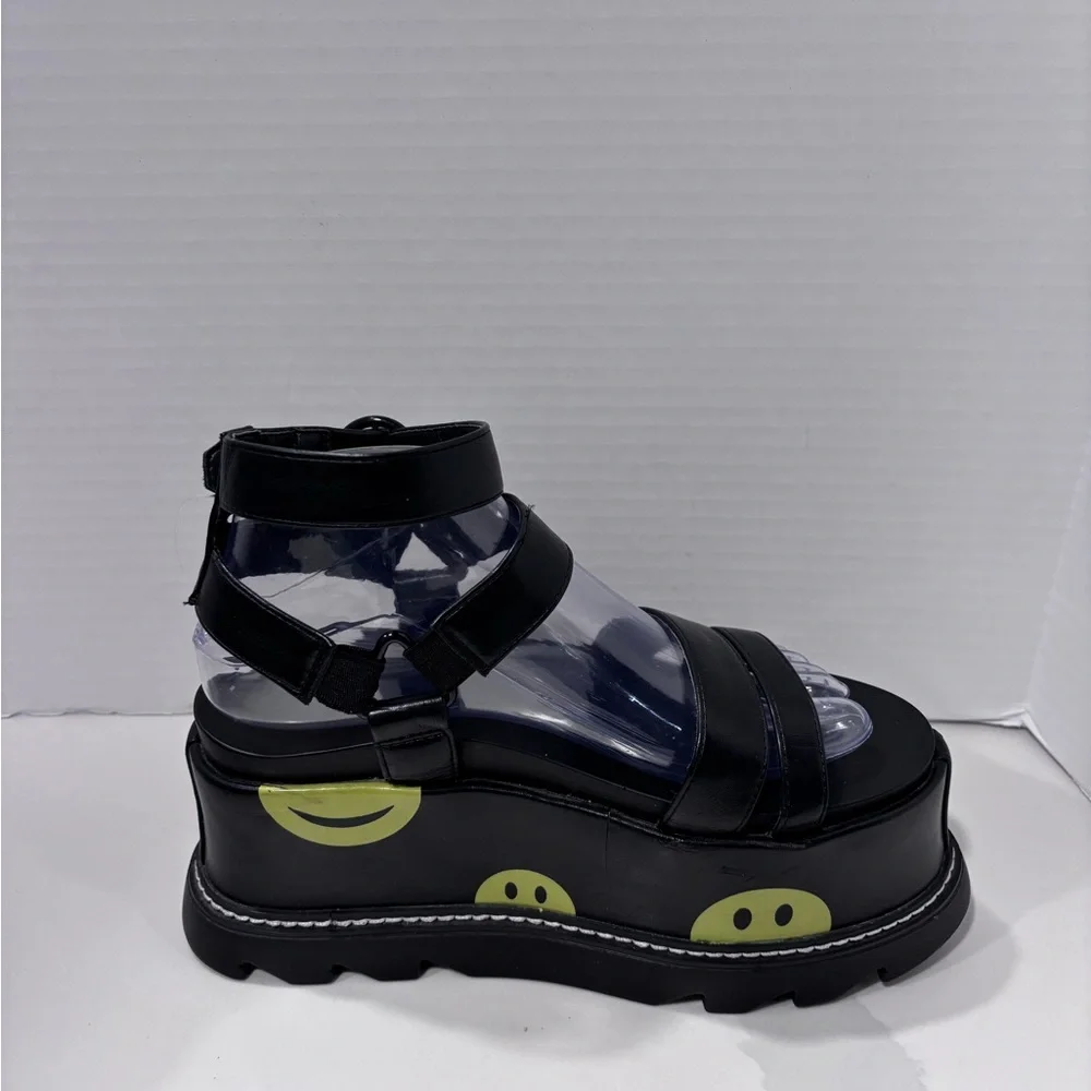 Lamoda Keep Smiling Platform Sandals Black Size 8 - Picture 7 of 9